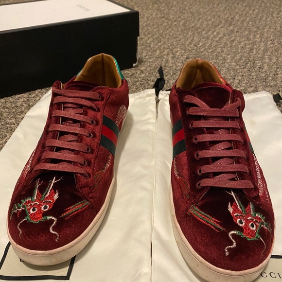 Gucci Men’s Velvet Dragons Size 10 - Picture 2 of 14